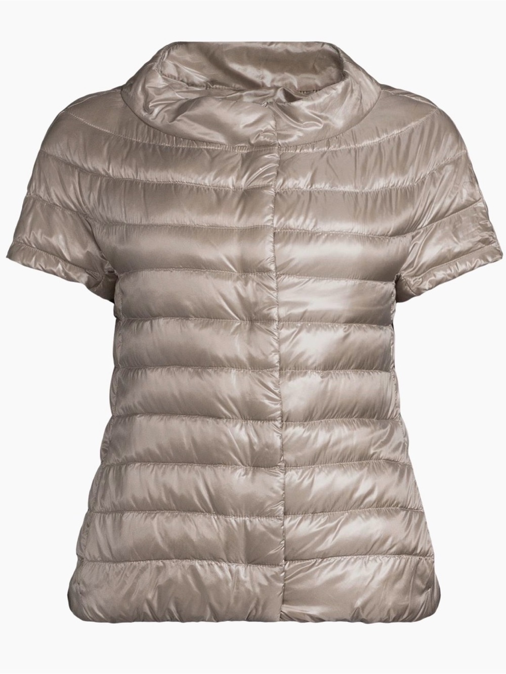 Herno Iconica Emelia Cap Sleeve Short-Sleeve Puffer Jacket in Tortura, Size 44